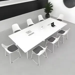 Modern Minimalist White Small Conference Table Set - L160 x W80 x H75 CM