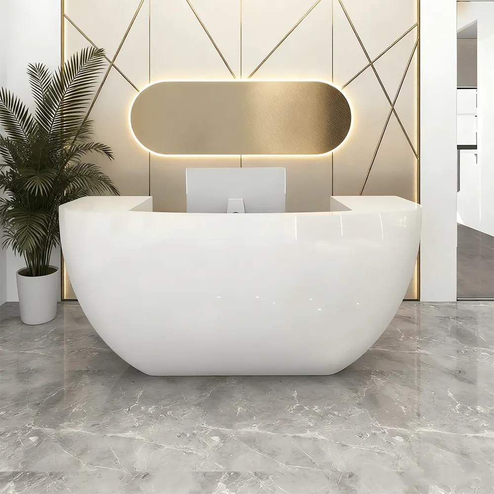 Branding Reception Desk - Sleek Lacquer Design
