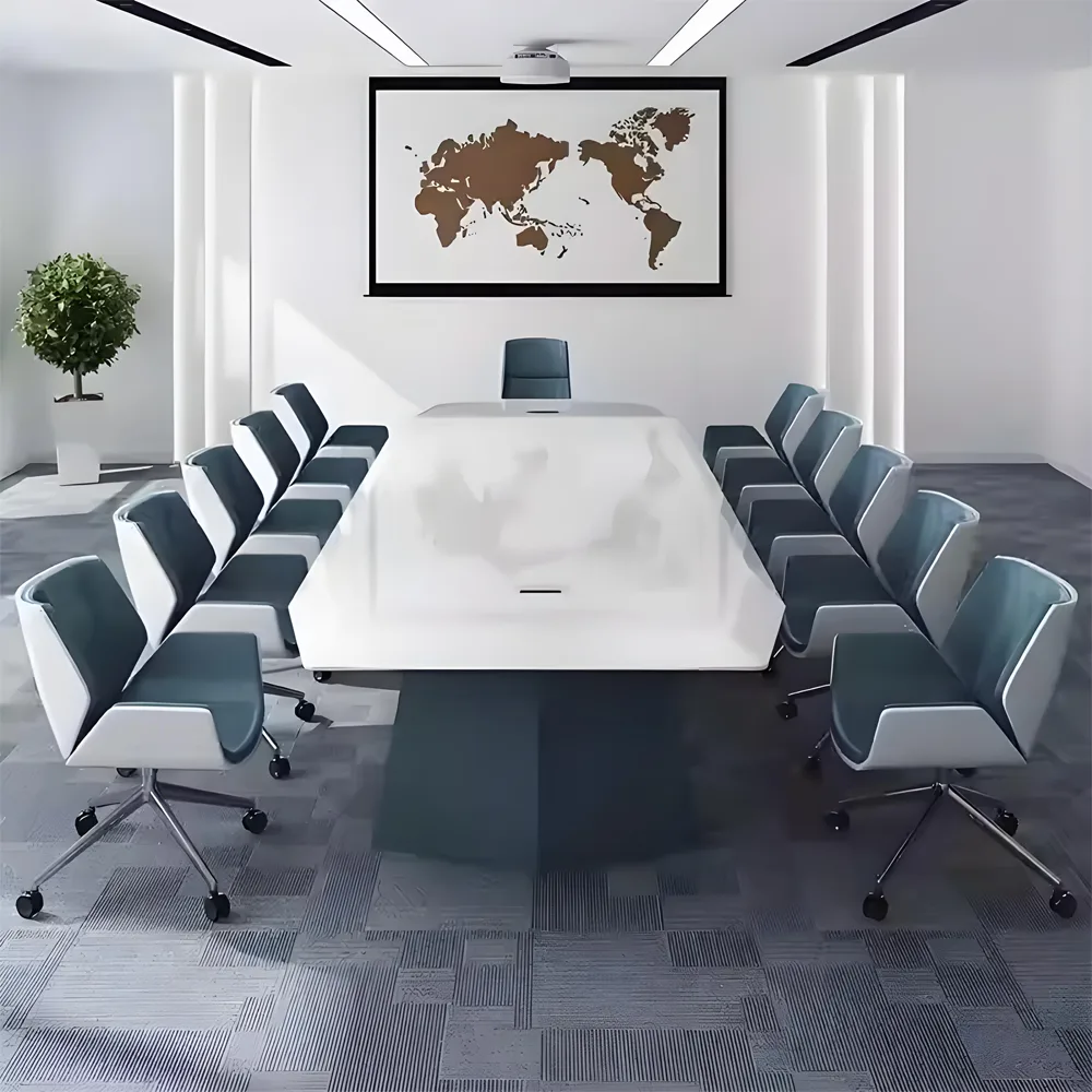 Stylish Large White Painted Conference and Multi-Person Office Desk