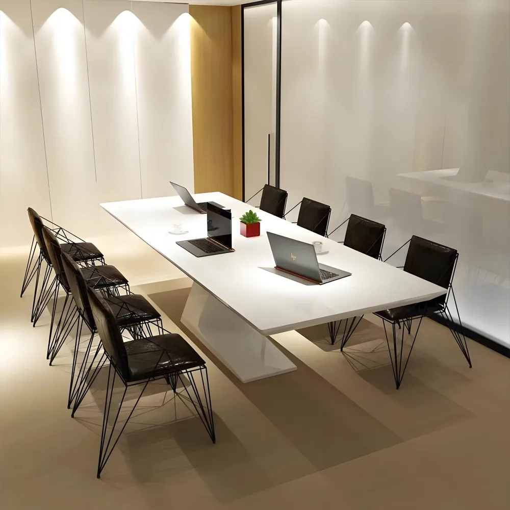 Stylish White Solid Wood Conference Table - Maoters