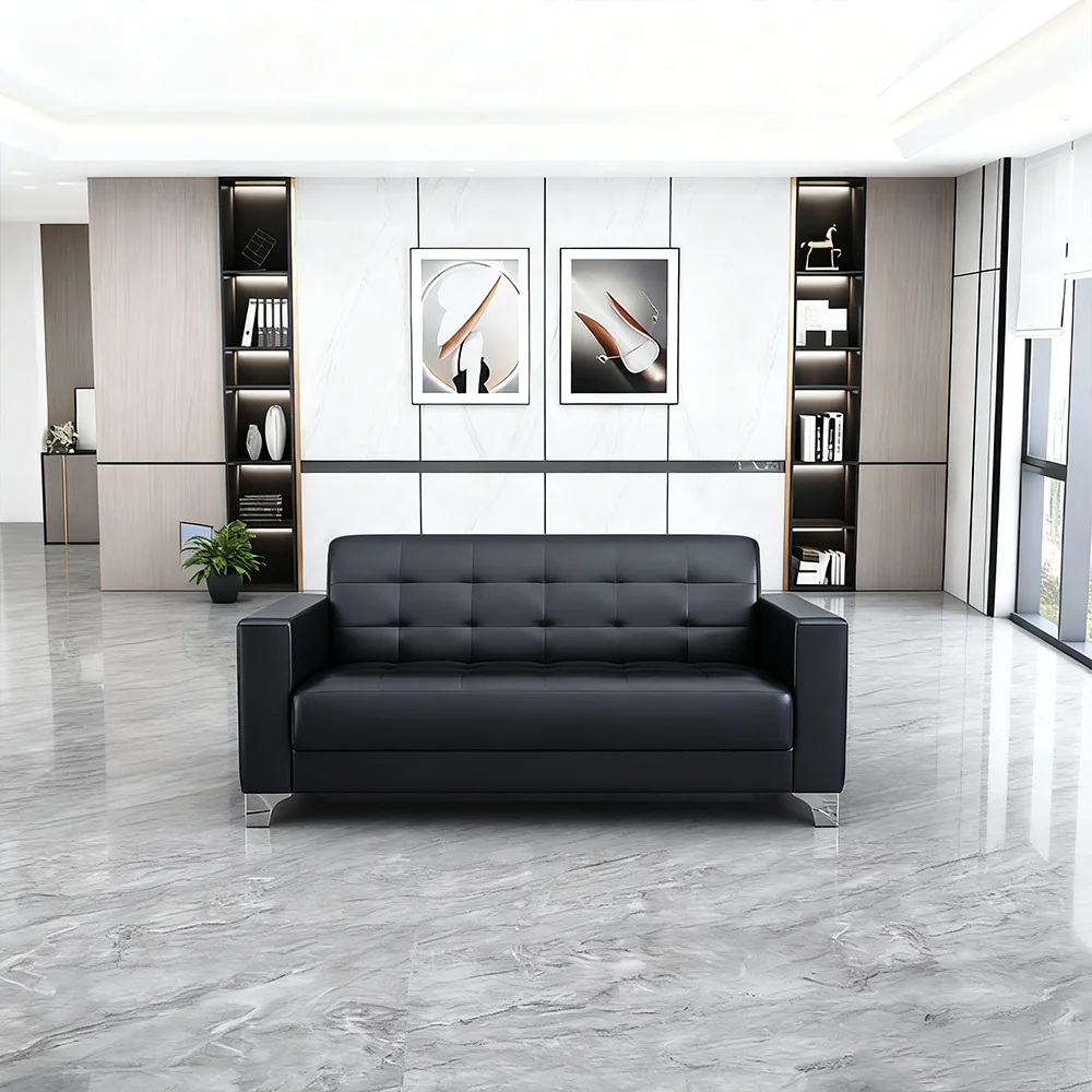 Business Office Sofa in Leather, Black - Maoters