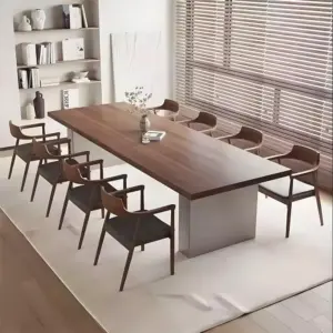 Modern Solid Wood Conference Table - Walnut Color - L220 x W100 x H75 CM