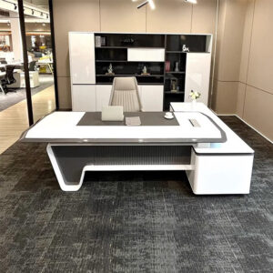 Modern High-end Lacquer Executive Desk ?C Sleek Design - L200 x W180 x H75 CM