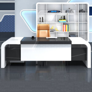Modern Lacquer Office Executive Desk - Stylish & Spacious - L200 x W79 x H75 CM without side cabinet