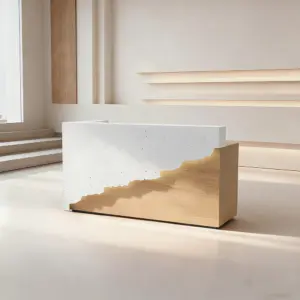 Solid Wood Corporate Office Reception Desk - L200 x W65 x H100 CM