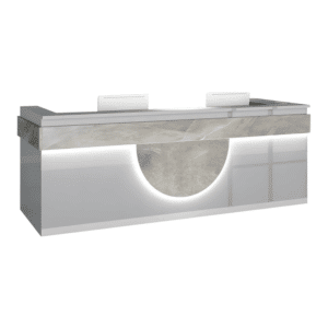 Modern Reception Desk - Light Wood Grain Finish - L160 x W60 x H100 CM