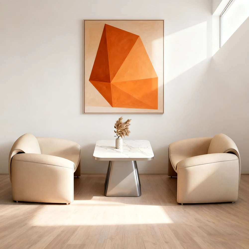 Beige Leather Sofa - Maoters