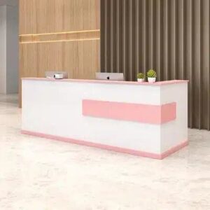 Modern Minimalist Reception Desk - White & Maple - L260 X W100 X H100 CM, Left
