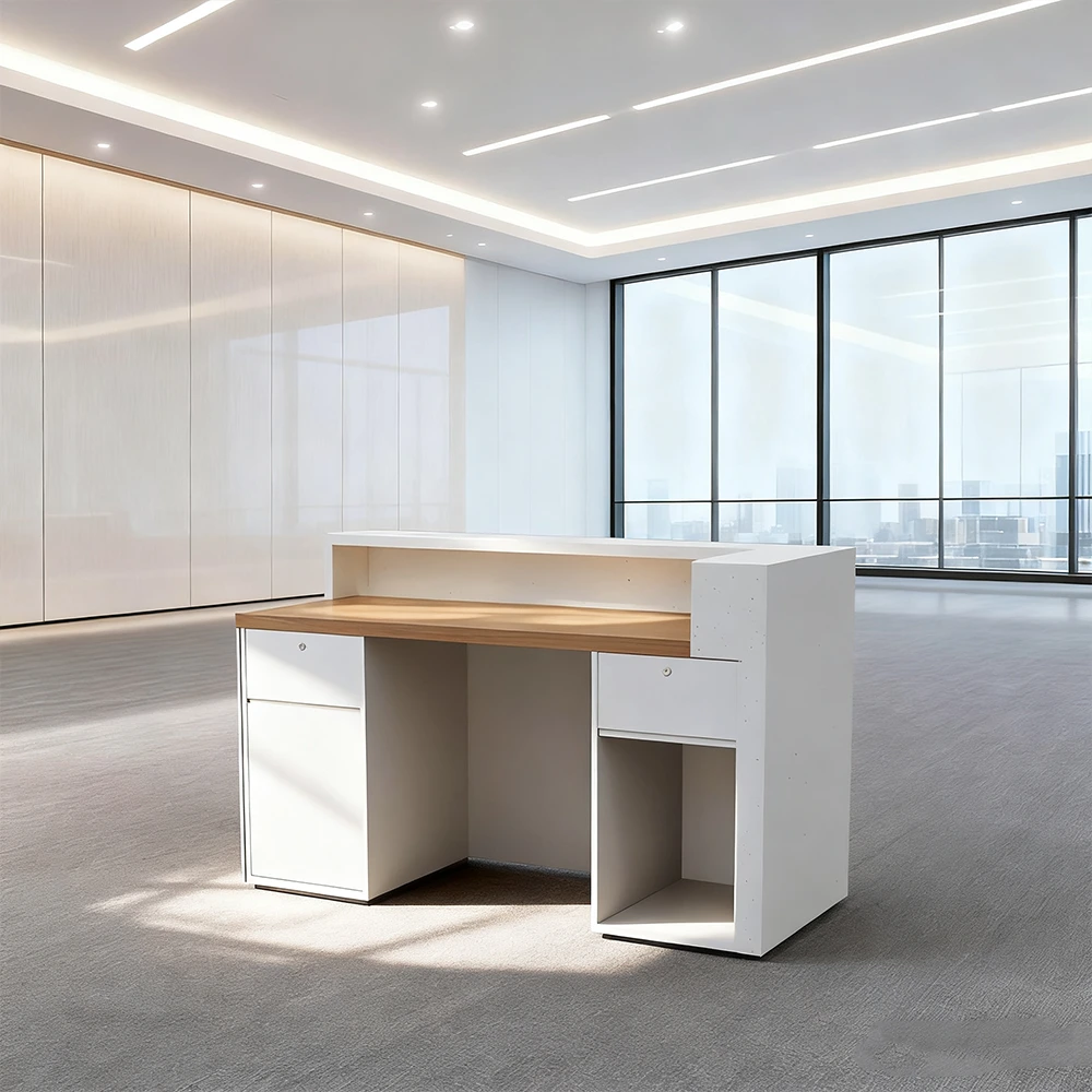 Solid Wood Corporate Office Reception Desk