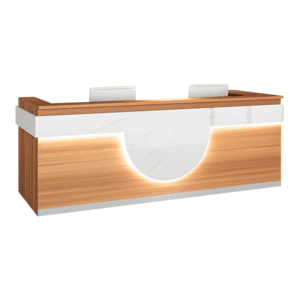 Modern Reception Desk - Light Wood Grain Finish - L280 x W60 x H100 CM