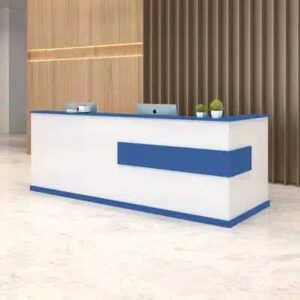 Modern Minimalist Reception Desk - White & Maple - L140 X W100 X H100 CM, Left
