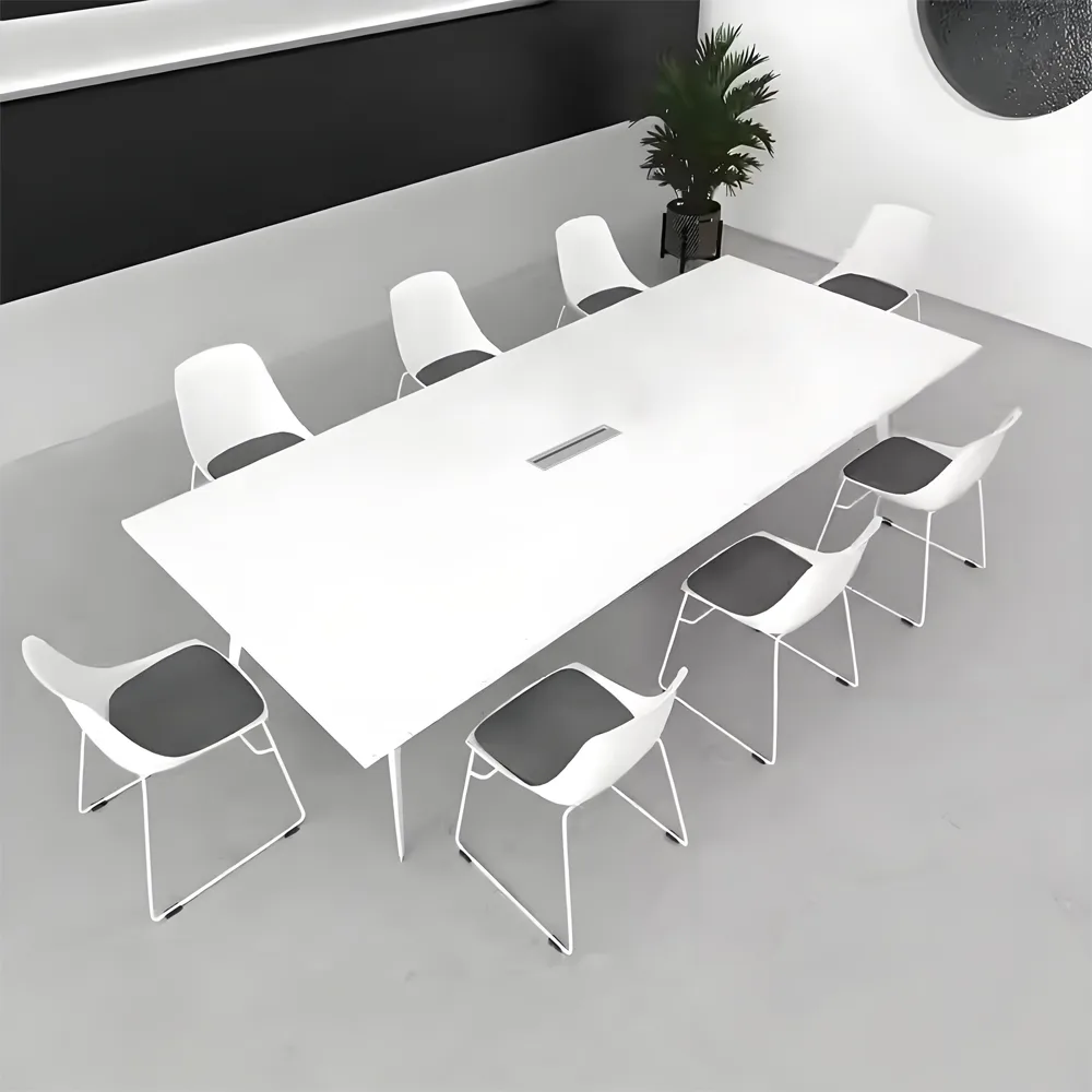 Modern Minimalist White Small Conference Table Set