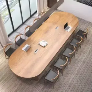 Solid Wood Elegant Oval Conference Table - L180 x W80 x H75 CM (board thickness 2")