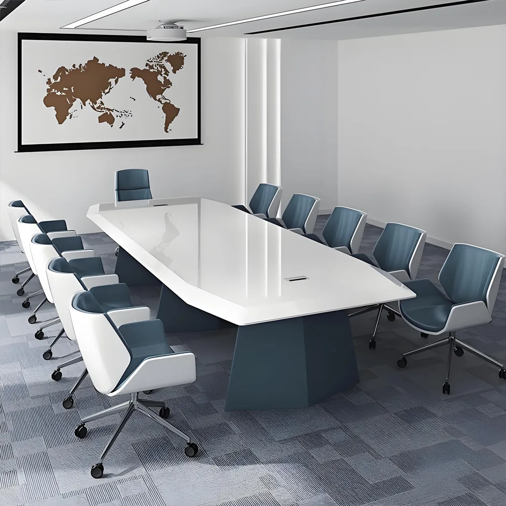 Stylish Large White Painted Conference and Multi-Person Office Desk