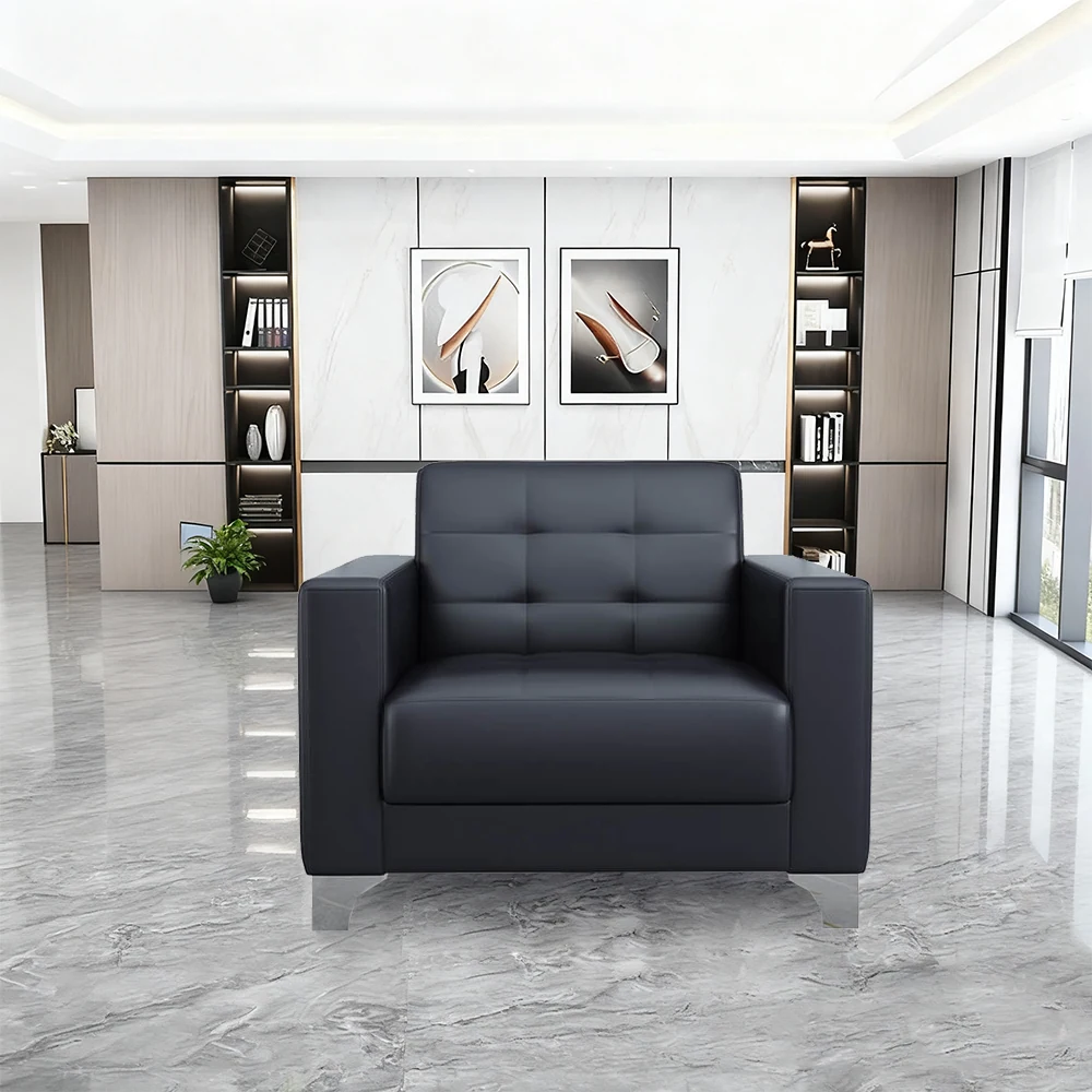 Business Office Sofa in Leather, Black - Maoters