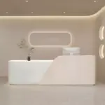 Rustic Wood Reception Desk - Salon & Yoga Studio Counter