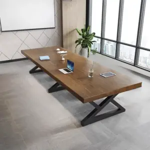 Nordic Industrial-Style Solid Wood Large Conference Table - L160 x W70 x H75 CM (Thickness 3")