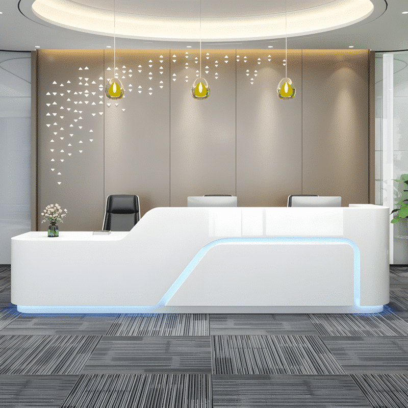 Lacquered Curved Company Reception Desk