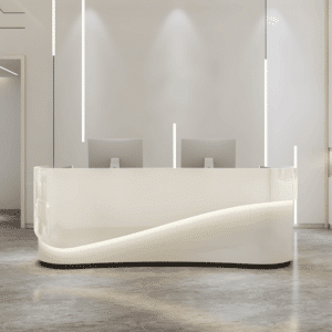 Modern Curved Front Desk Reception Desk Cashier Desk - L260 x W60 x H100 CM