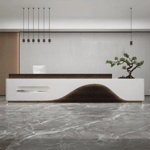 Simple and Modern Hotel Reception Desk - L260 X W60 X H100 CM, Lacquer white