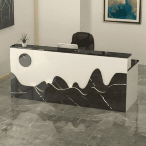 Sleek Lacquered Counter with Light Strip - L140 x W60 x H100 CM, With Light