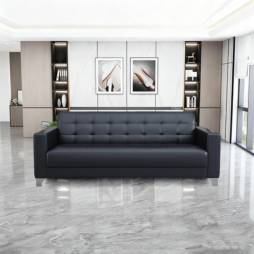 Business Office Sofa in Leather, Black - Maoters