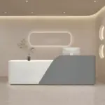 Rustic Wood Reception Desk - Salon & Yoga Studio Counter