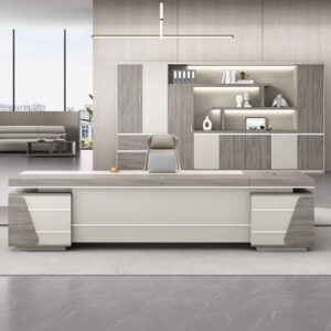 Manager's Office Desk and Chair Set, Cocoa Gray - L320 x W90 x H75 CM Desk