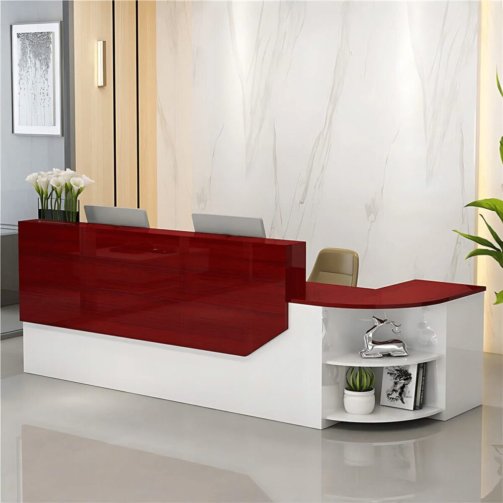 Simple L-shape Wood Reception Desk - Maoters