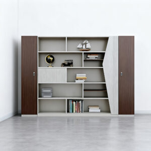 Modern Executive Workstation, Elegant Desk - L277 x W41 x H200 CM Bookcase A