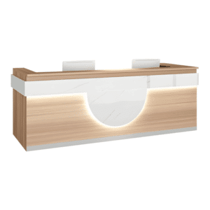 Modern Reception Desk - Light Wood Grain Finish - L300 x W60 x H100 CM