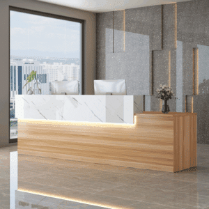 Modern Lacquered Bar Table Hotel Front Desk - Maoters - L380 x W60 x H100 CM, With Light