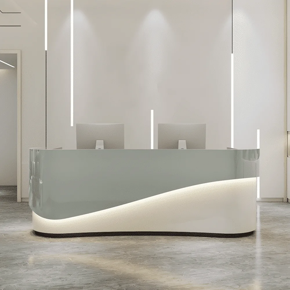 Modern Curved Front Desk Reception Desk Cashier Desk Modern Curved Front Desk Reception Desk Cashier Desk