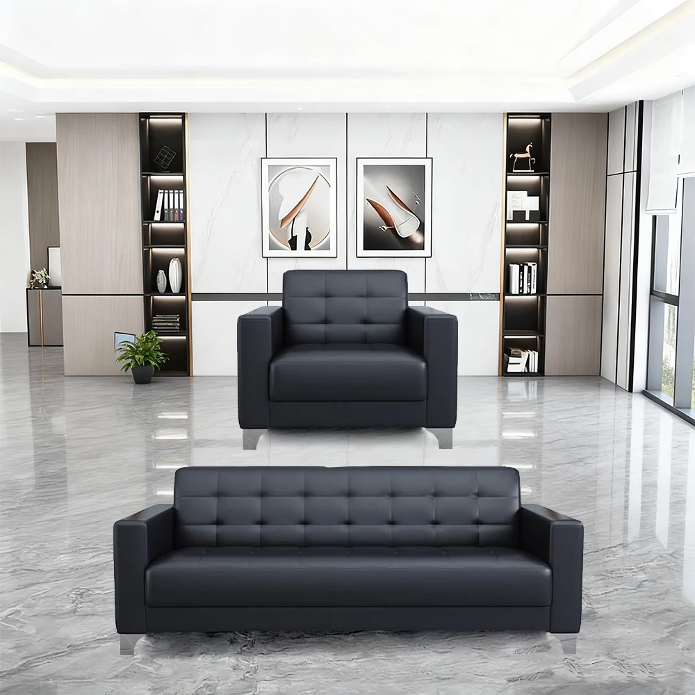 Business Office Sofa in Leather, Black - Maoters