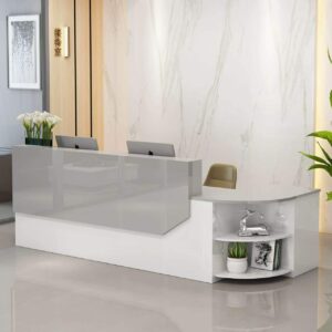 Simple L-shape Wood Reception Desk - Maoters - L240 X W100 X H100 CM, Right