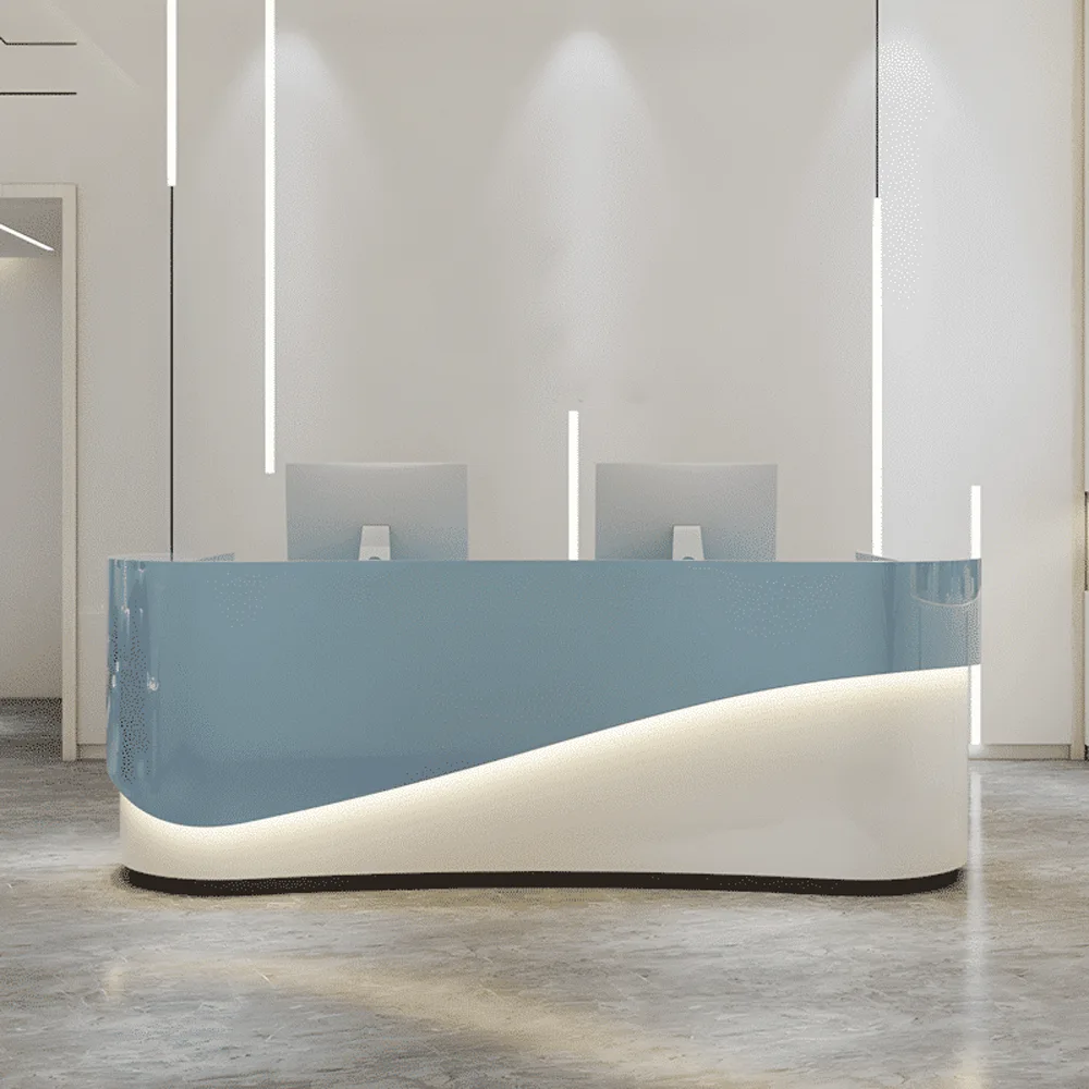 Modern Curved Front Desk Reception Desk Cashier Desk Modern Curved Front Desk Reception Desk Cashier Desk