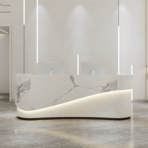 Modern Curved Front Desk Reception Desk Cashier Desk - L260 x W60 x H100 CM