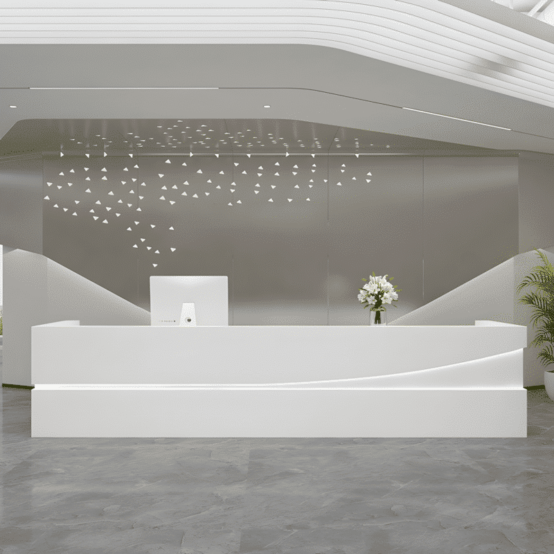 5ModernSimpleReceptionDesk-SleekLacquerFinish-1 Modern Simple Reception Desk - Sleek Lacquer Finish