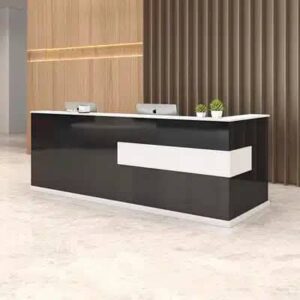 Modern Minimalist Reception Desk - White & Maple - L140 X W100 X H100 CM, Left
