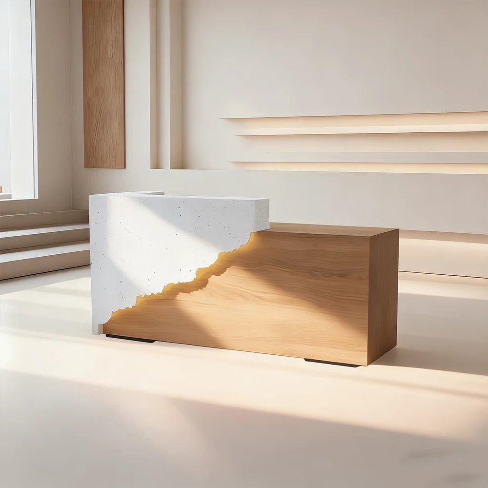 Solid Wood Corporate Office Reception Desk