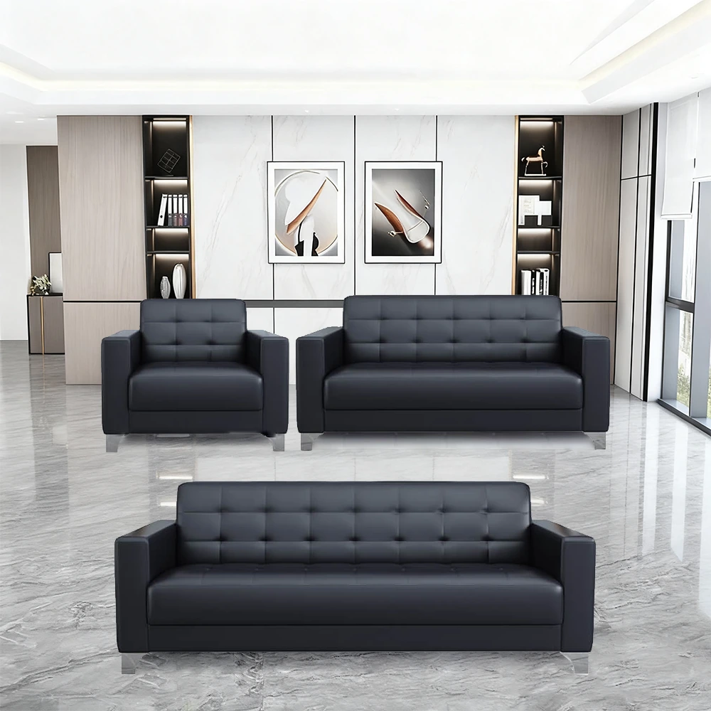 Business Office Sofa in Leather, Black - Maoters