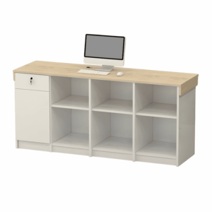 Cashier's Desk Small Netflix Front Desk Reception Desk - L260 X W60 X H100 CM, 6-Grid File Cabinet