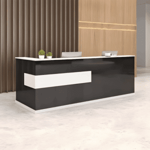 Modern Minimalist Reception Desk - White & Maple - L140 X W100 X H100 CM, Right