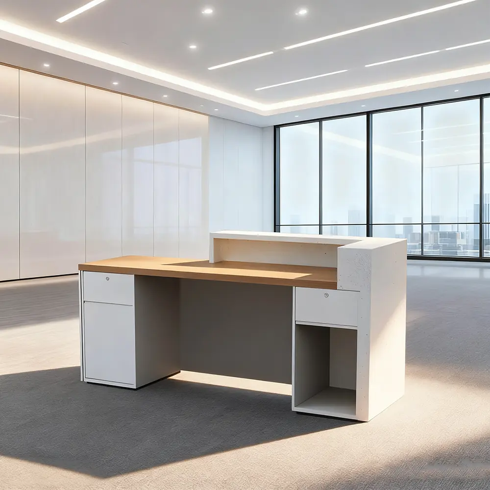 Solid Wood Corporate Office Reception Desk