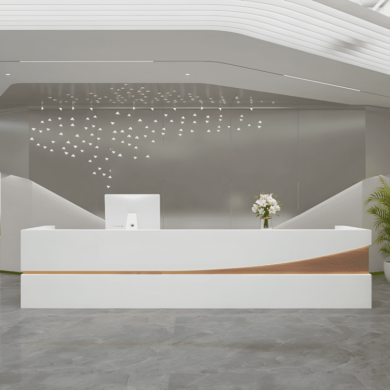 7ModernSimpleReceptionDesk-SleekLacquerFinish-1 Modern Simple Reception Desk - Sleek Lacquer Finish