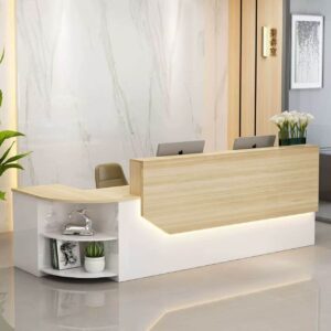 Simple L-shape Wood Reception Desk - Maoters - L220 X W100 X H100 CM, Right