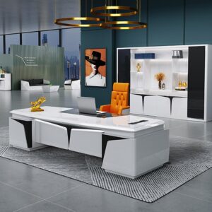 Innovative Lacquered Executive Desk - Maoters - L220 x W90 x H75 CM without side cabinet