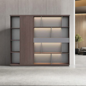Luxurious and Elegant Executive Office Desk - Maoters - L240 x W41 x H112 CM Bookcase with LED light