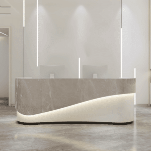 Modern Curved Front Desk Reception Desk Cashier Desk - L220 x W60 x H100 CM