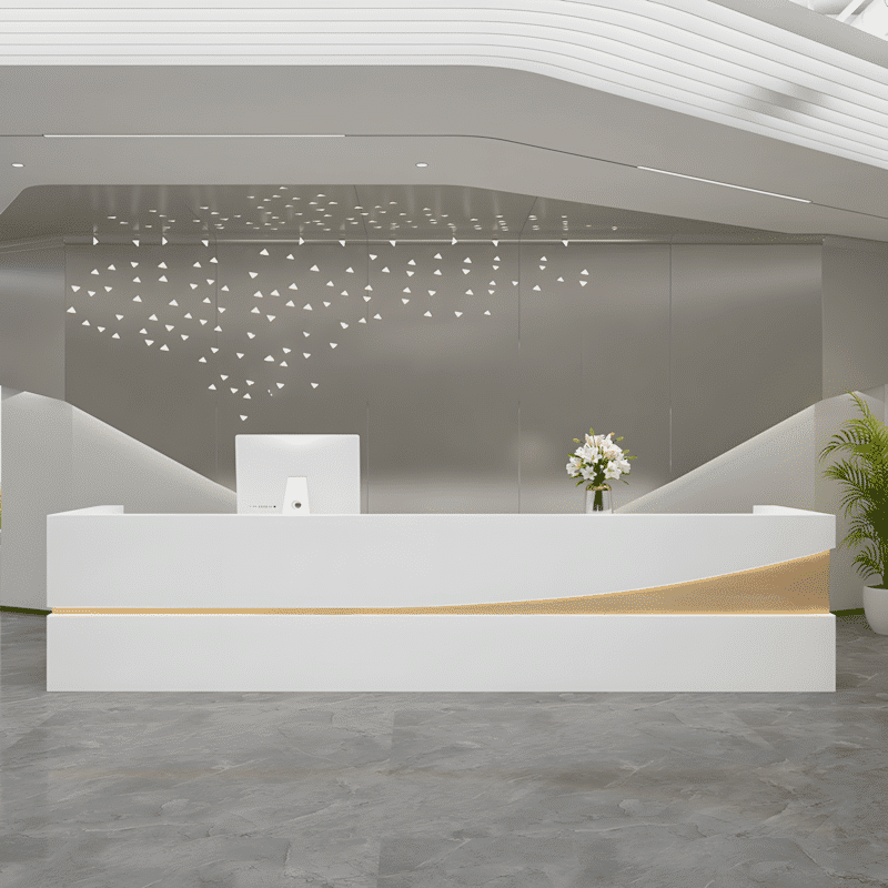 8ModernSimpleReceptionDesk-SleekLacquerFinish-1 Modern Simple Reception Desk - Sleek Lacquer Finish